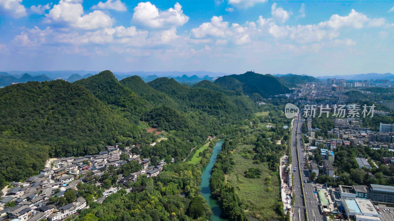 贵阳花溪十里河滩风景区航拍