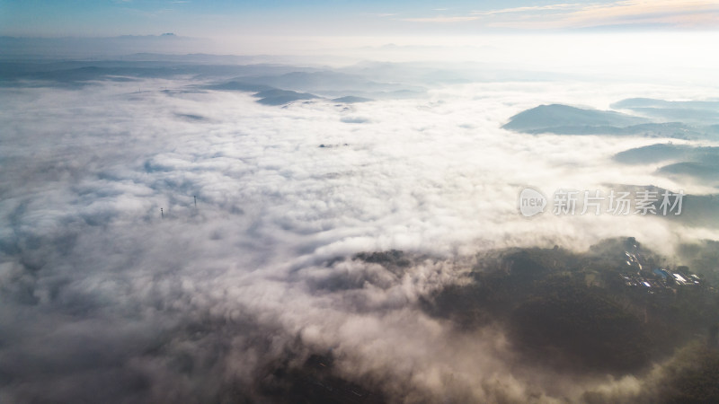 航拍山川清晨云海云雾风景