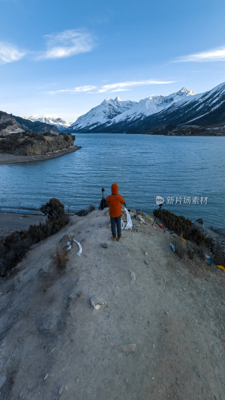 西藏昌都然乌湖来古雪山冰湖高空航拍