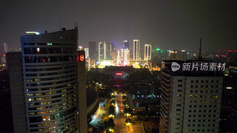 成都天府广场夜景灯光航拍图