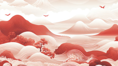 红色的中国风祥云背景