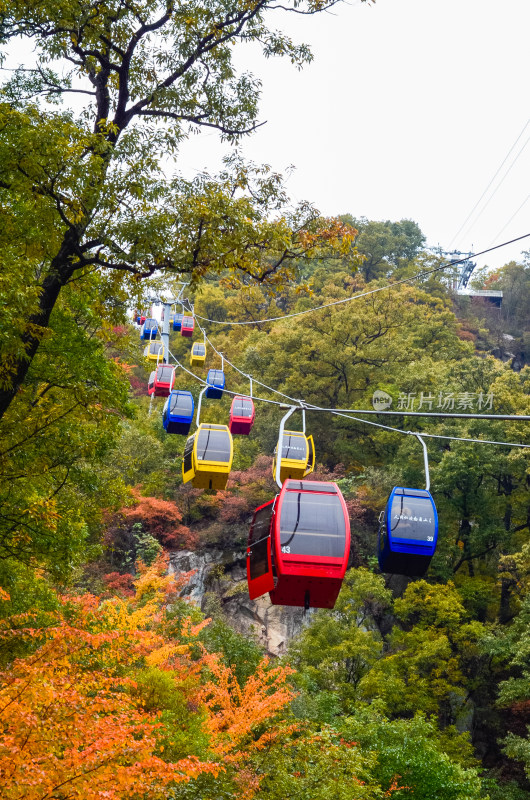 河南省洛阳白云山九龙潭秋天山谷索道风景