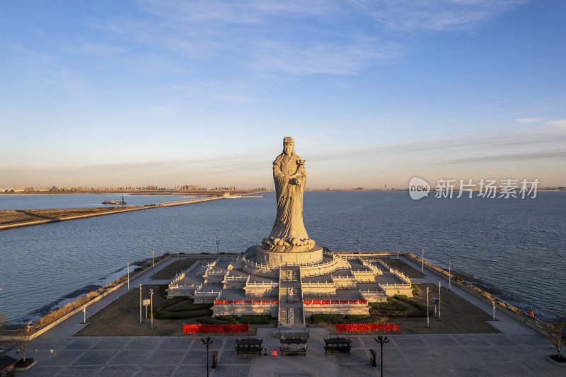 天津生态城东堤公园妈祖文化园风光航拍