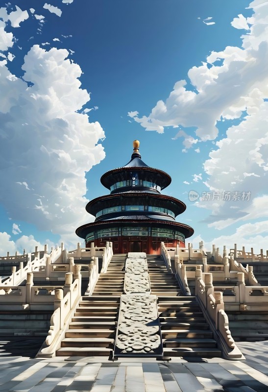 天坛古建筑与台阶景观