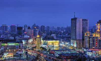 郑州二七广场商圈夜景城市风光