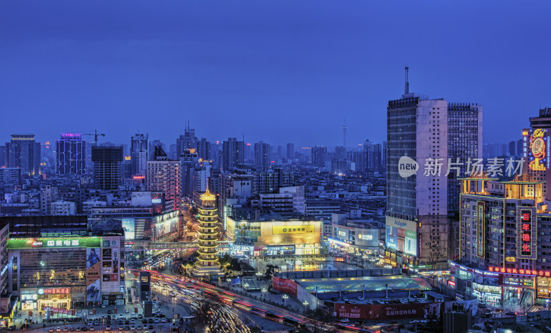 郑州二七广场商圈夜景城市风光