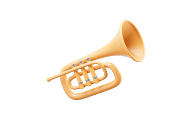 卡通风格乐器小号3D渲染