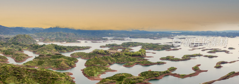 浙江千岛湖景区晨曦航拍