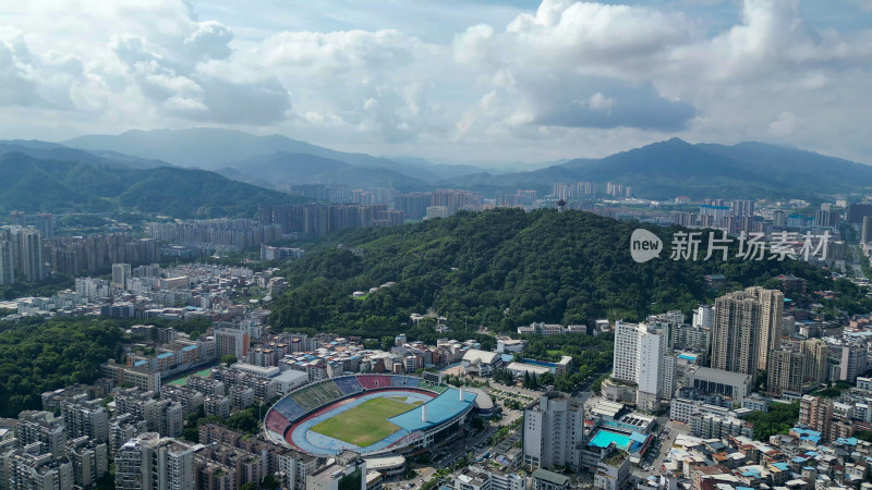 航拍福建龙岩莲花山公园