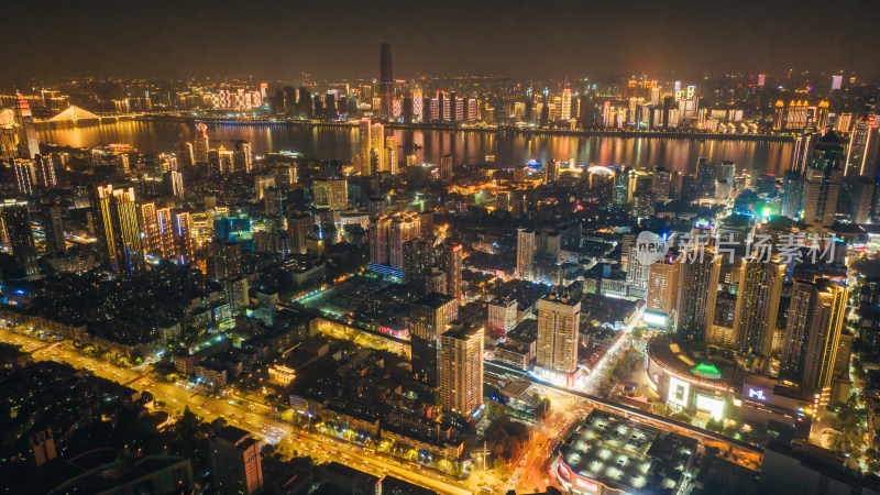 武汉汉口江汉路步行街城市夜景