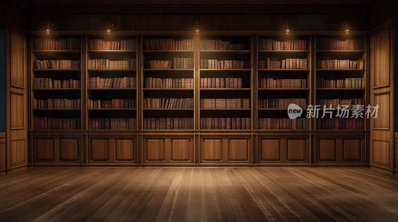 满墙书架的室内场景