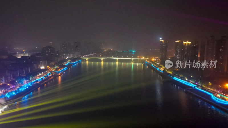 衡阳湘江两岸夜景航拍图