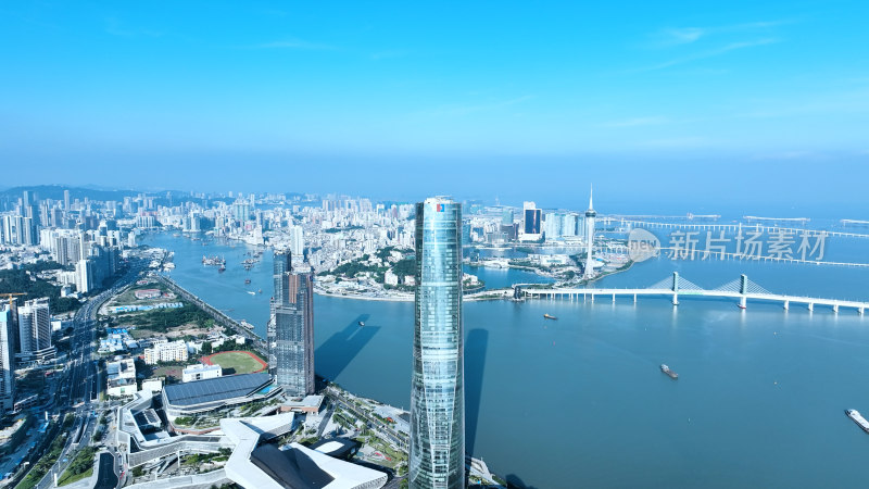 珠海中心大厦航拍城市摩天大楼珠海建筑风光