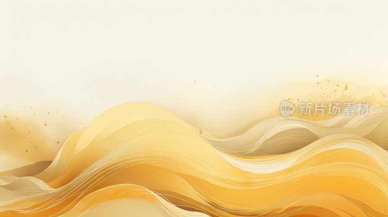 新中式金色波浪波纹意境山水背景