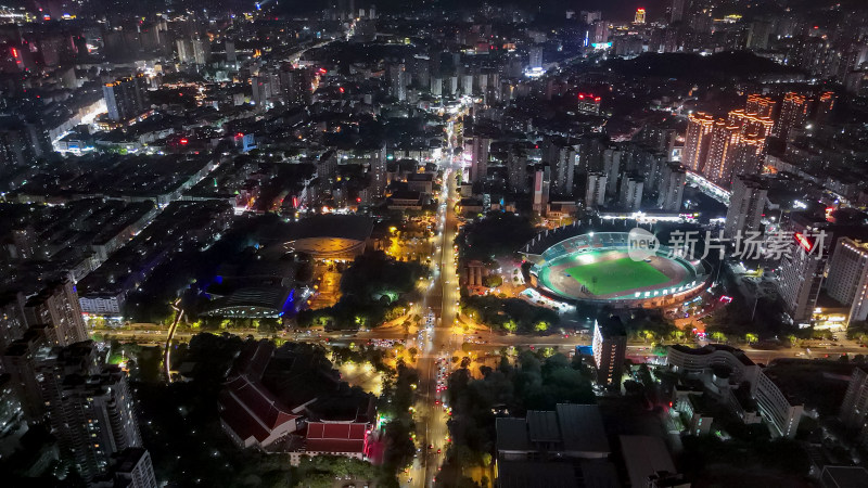 福建莆田城市大景夜景灯光航拍图