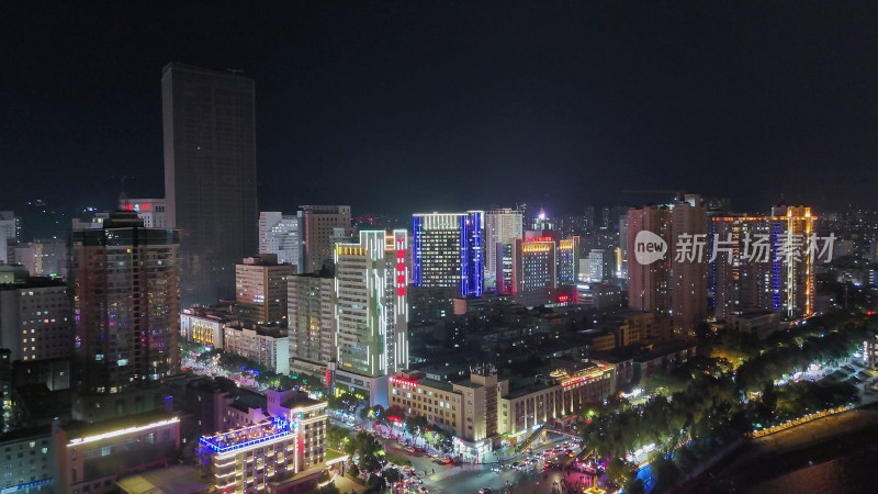 甘肃兰州夜景兰州城市夜景航拍