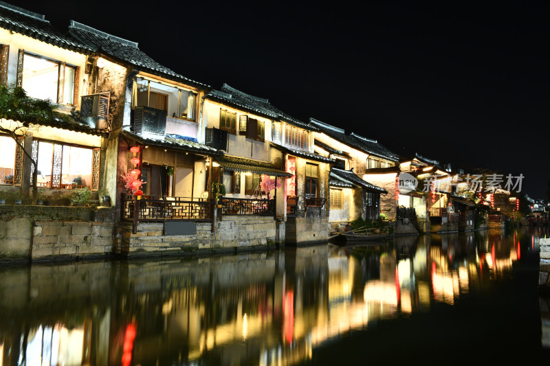 西塘古镇景区夜景，江南水乡