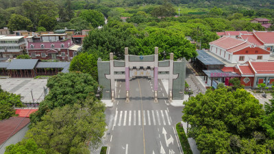 航拍福建清源山5A景区大门