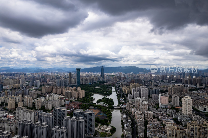 浙江温州城市风光航拍图