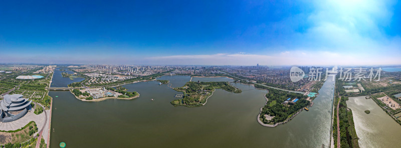 山东东营清风湖全景图航拍