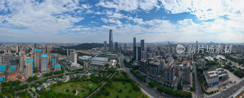 航拍广东东莞鸿福路东莞国贸中心