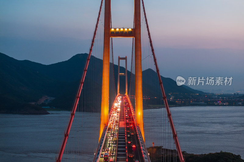 西堠门大桥夜景 舟山 跨海大桥 桥梁