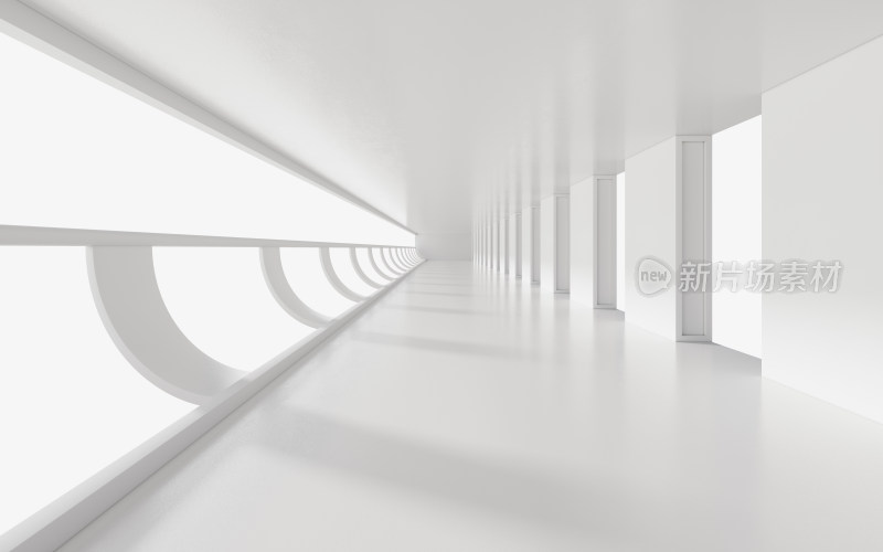 白色室内空间背景3D渲染