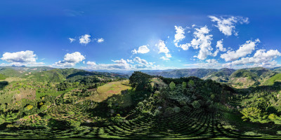 航拍山间梯田自然风光全景