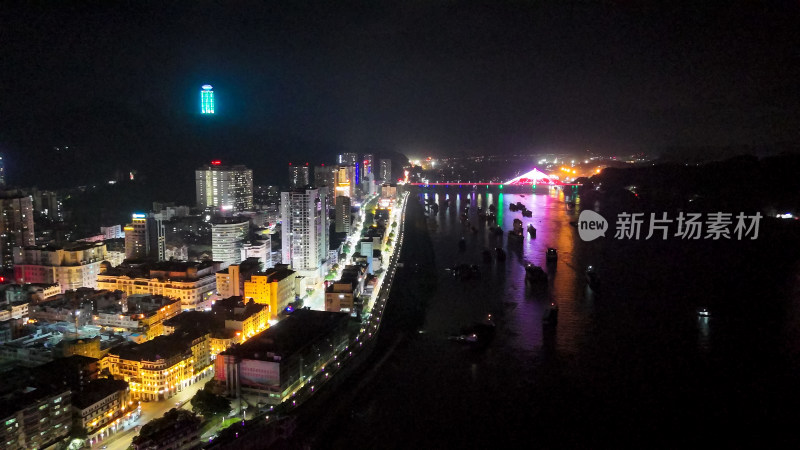 梧州西江夜景航拍图