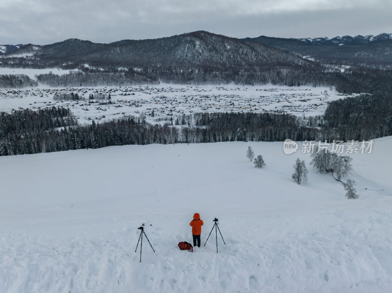 新疆北疆阿勒泰喀纳斯冬季雪景童话世界航拍