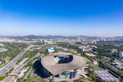 广东广州奥体中心体育馆航拍摄影图
