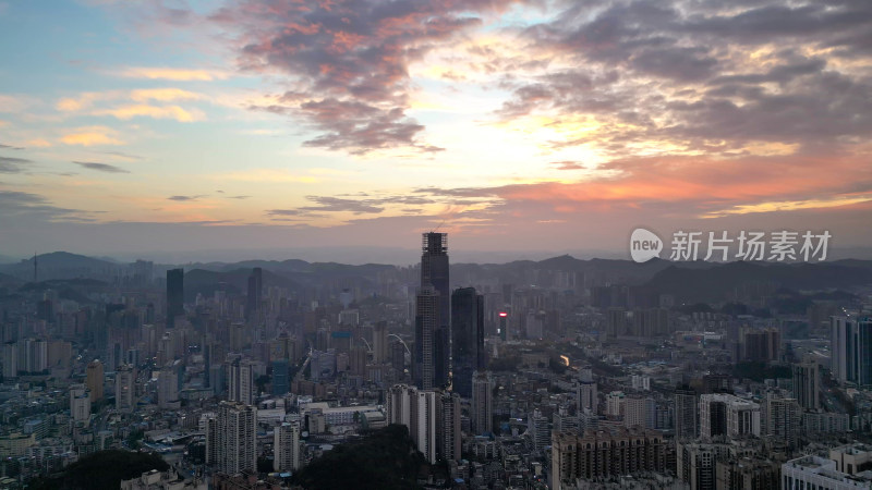 航拍贵阳火烧云贵阳大景