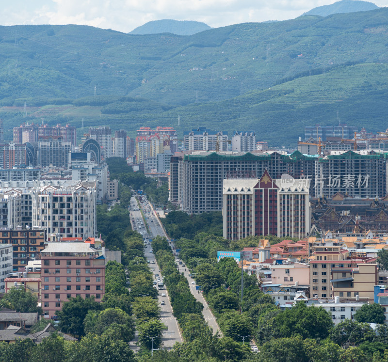 景洪市城市风光高视角