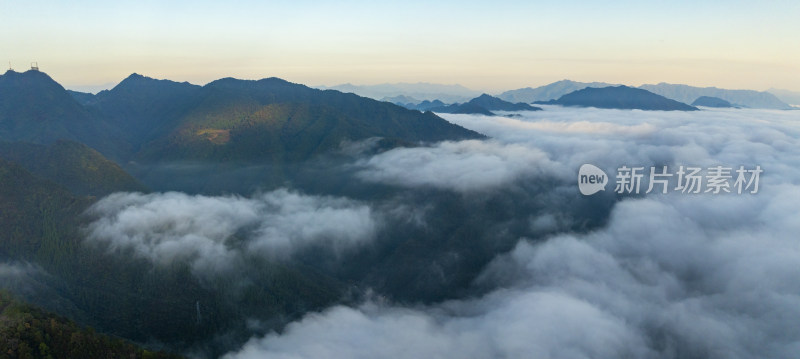 杭州千岛湖山峰高山云海风光航拍