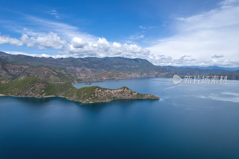 云南丽江泸沽湖摩梭族美景高空航拍