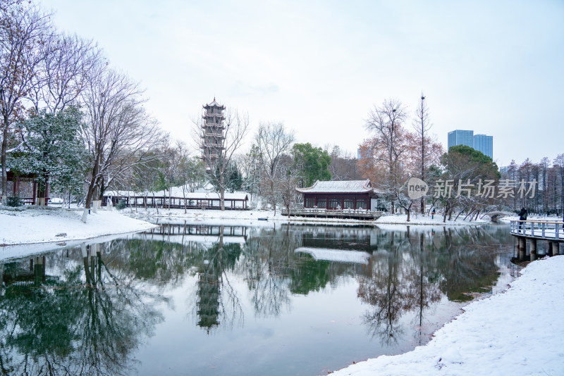 武汉冬天解放公园雪景