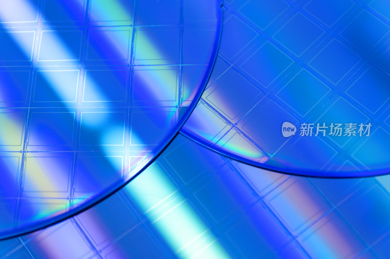 蓝色晶圆芯片特写