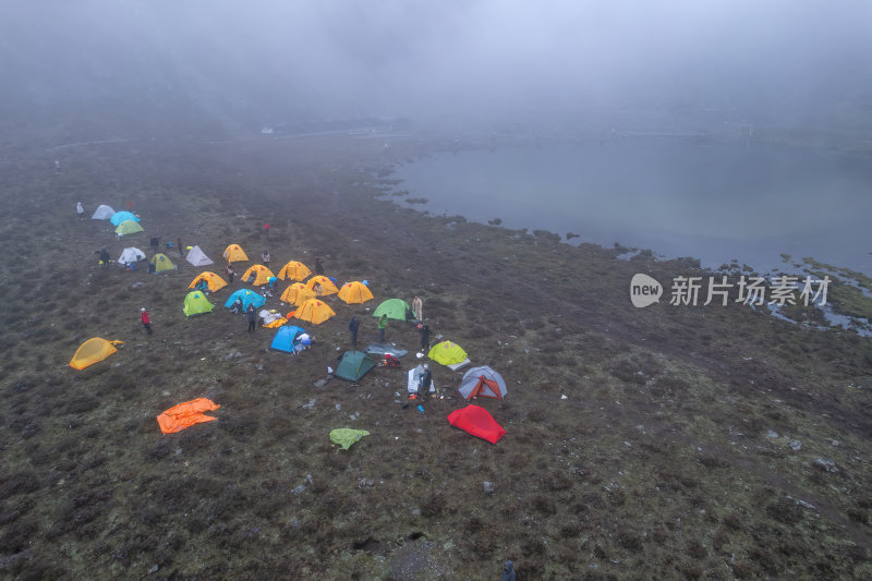 四川甘孜州冷嘎措网红贡嘎雪山高空航拍