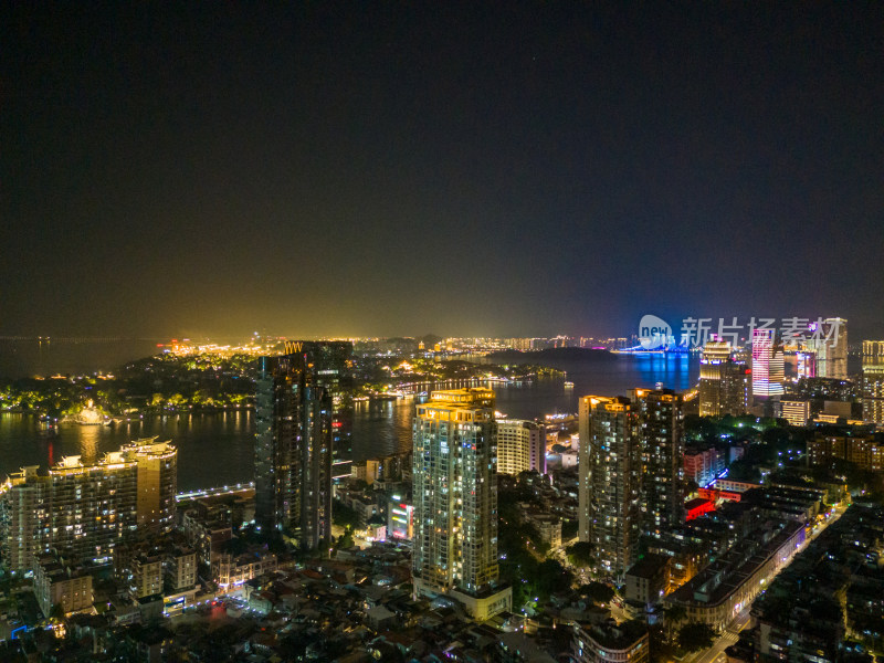 福建厦门夜景交通航拍图