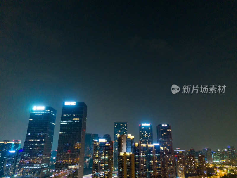 成都环球中心周边建筑夜景航拍图