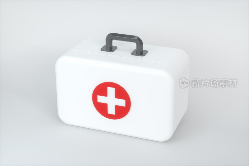 医疗药箱与纯白色背景 三维渲染