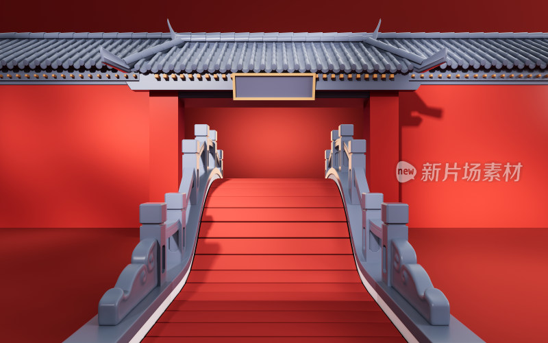 中国风古风桥梁3D渲染