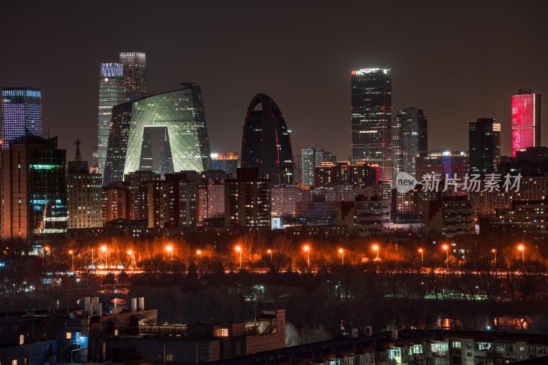 北京国贸建筑群央视大楼都市夜景秀