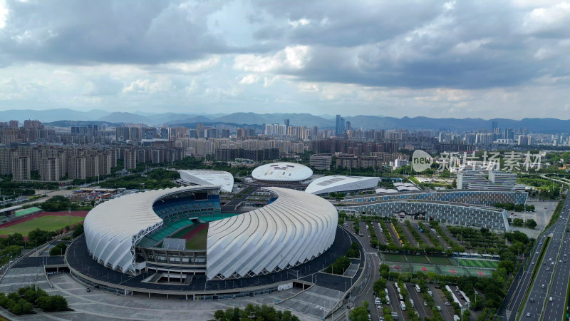 航拍福建福州海峡奥林匹克体育中心