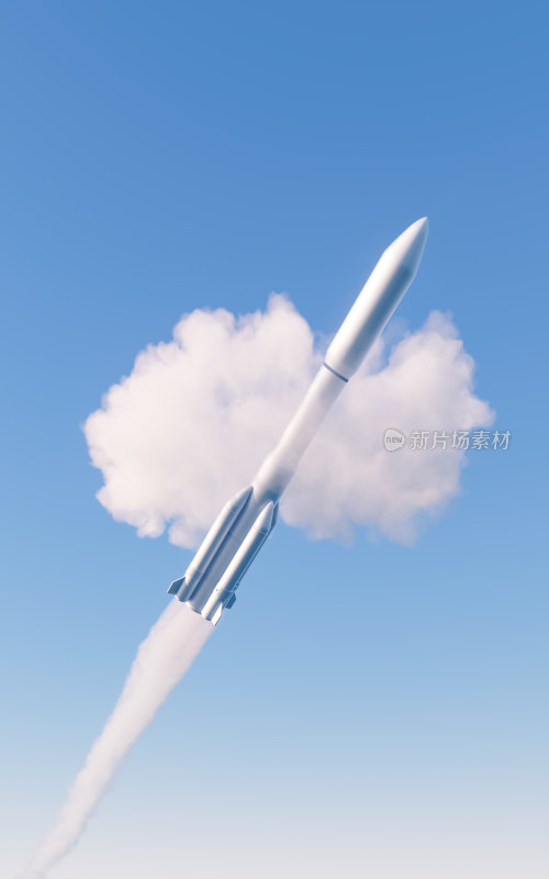 发射的火箭3D渲染