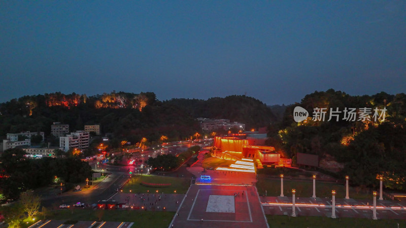 航拍四川乐山市博物馆夜景摄影图