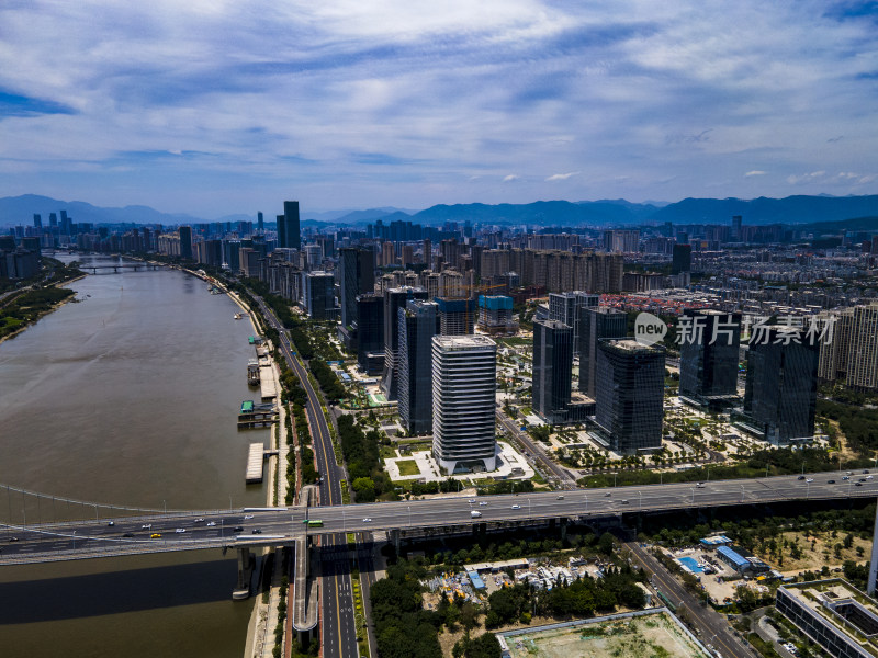 福建福州城市风光福州交通航拍