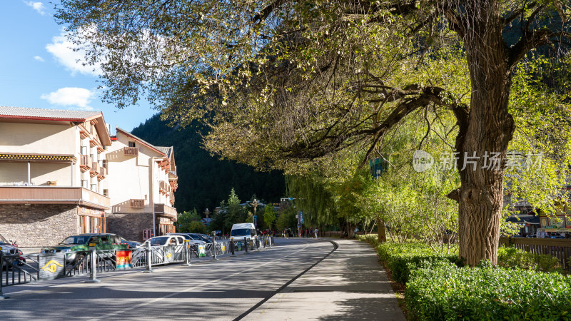 四川阿坝藏族羌族自治州九寨沟景区附近街道