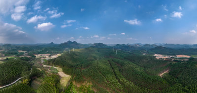 农村大山环境绿化植树造林自然风景航拍