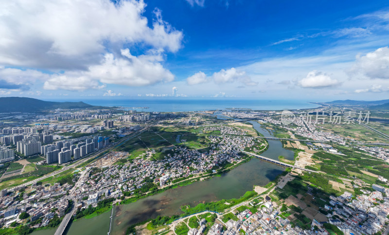 海南三亚崖州科技城高视角城市航拍4k全景